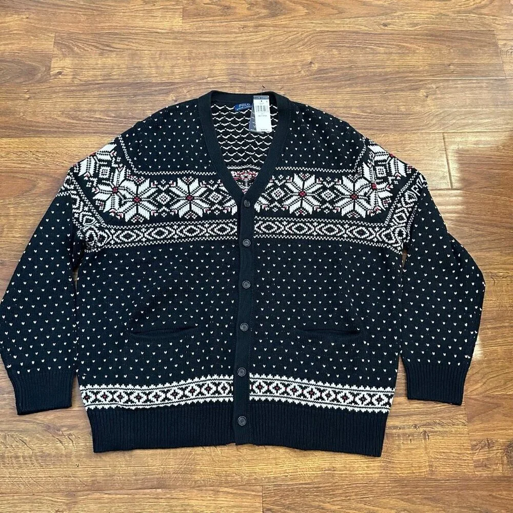 NWT Polo Ralph Lauren Snowflake Cotton-Cashmere Cardigan 3XLT